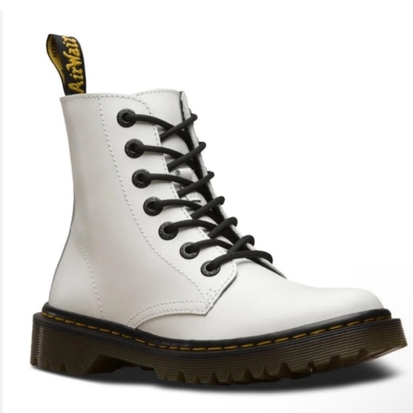Dr. Martens Shoes - Dr. Martens White Lace Up spring Combat Boots